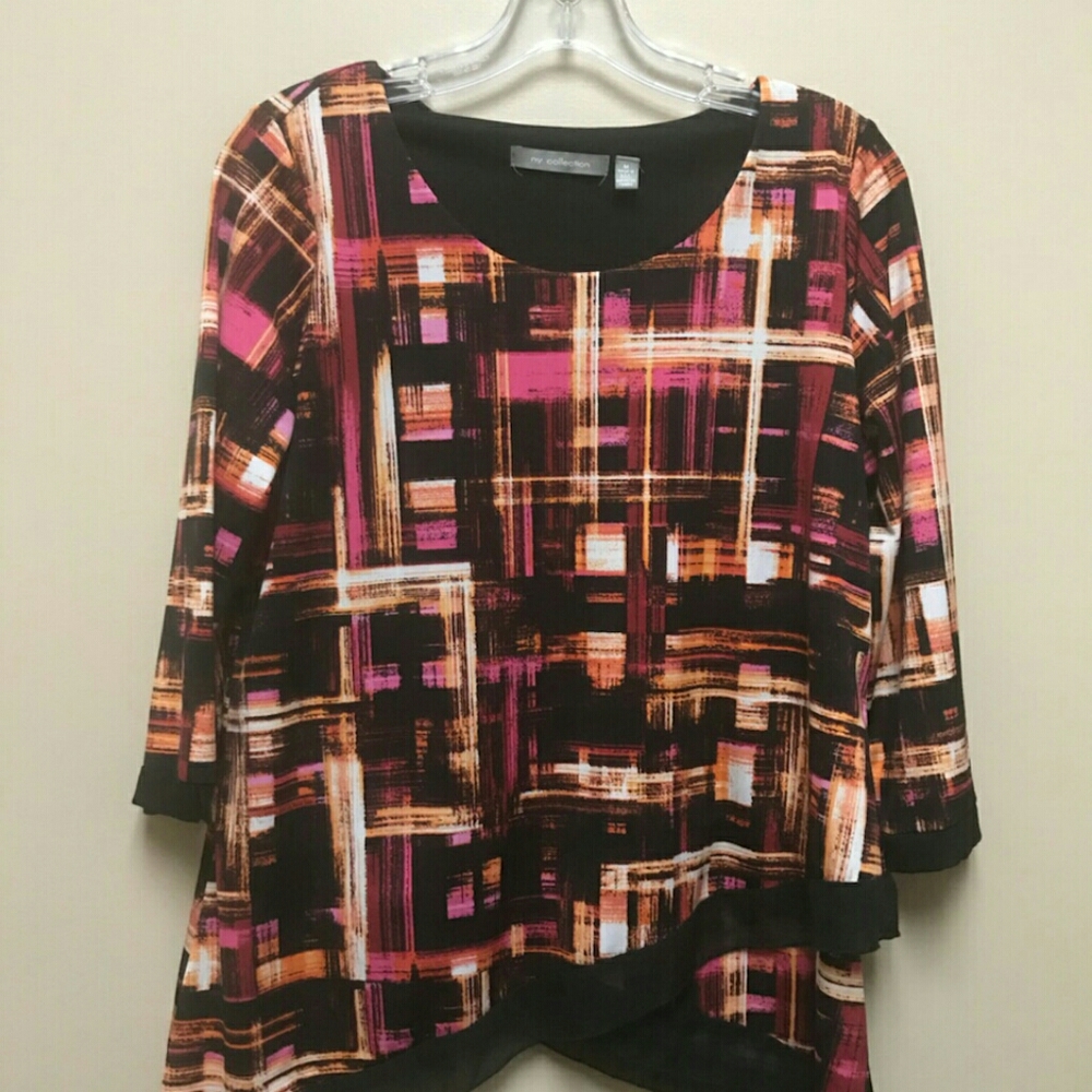 Pink & Black Print Top